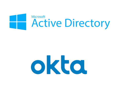 Image showing logos of Active Directory and Okta indicating 8x8 single sign-on and authetication